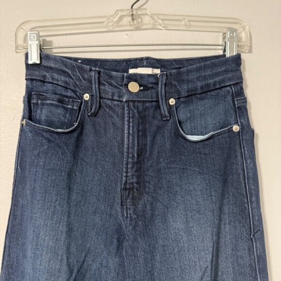 GOOD AMERICAN Good Waist Palazzo Wide Leg Dark Wash Denim Jeans Women 00 24 Tall - Picture 2 of 11